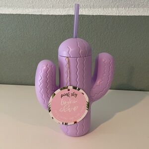 Pink Sky Cactus Straw Cup with Straw